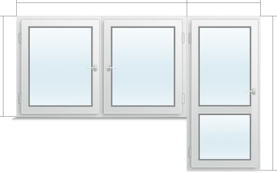 Двустворчатое окно с балконной дверью